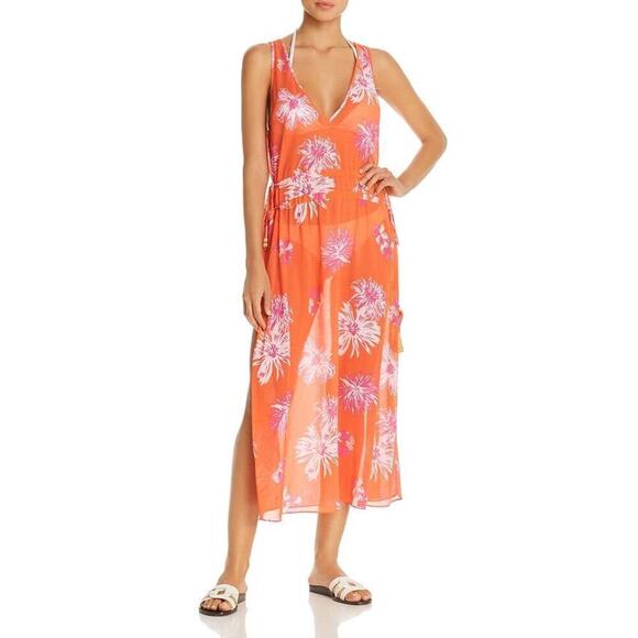 Ramy Brook Aleena Midi Dress Swim Cover-Up Size Large Sheer Swimwear - Picture 1 of 12